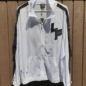 LF White Mesh Hoodie with Black Accents